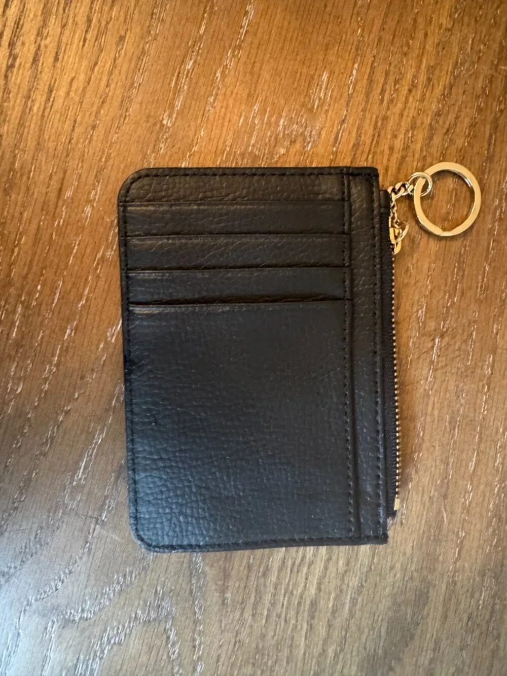 Kate Spade key wallet and card holder, black leather with gold rivets- Like New